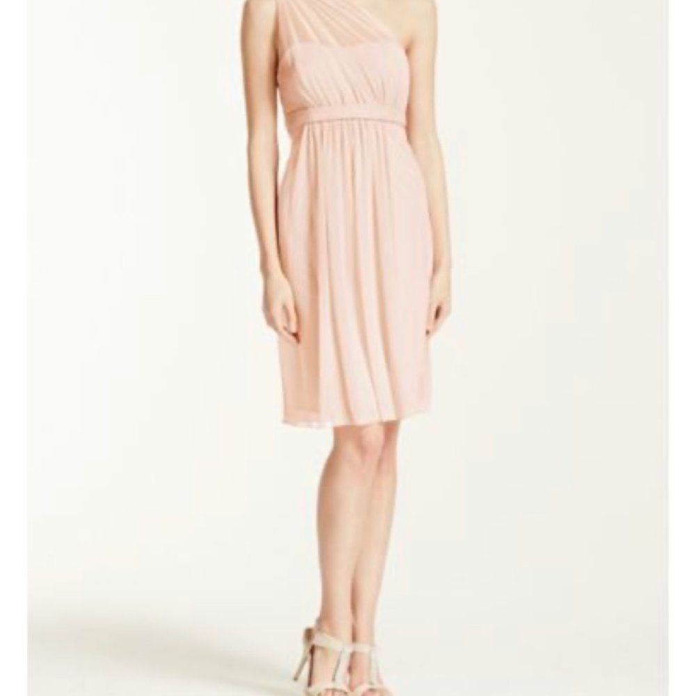 One Shoulder Bridesmaid Dress with Illusion Neck